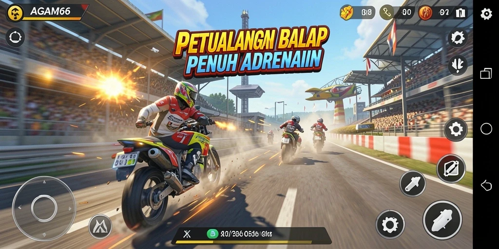 Tampilan menegangkan saat balapan di AGAM66 dengan mobil cepat.
