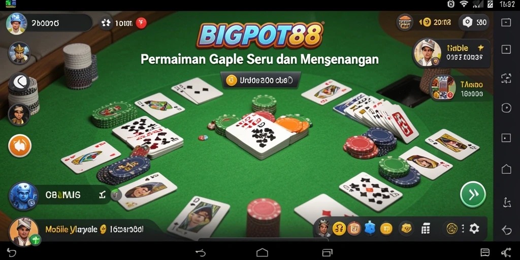 Tampilan gameplay Gaple yang seru dan interaktif di BIGPOT88.