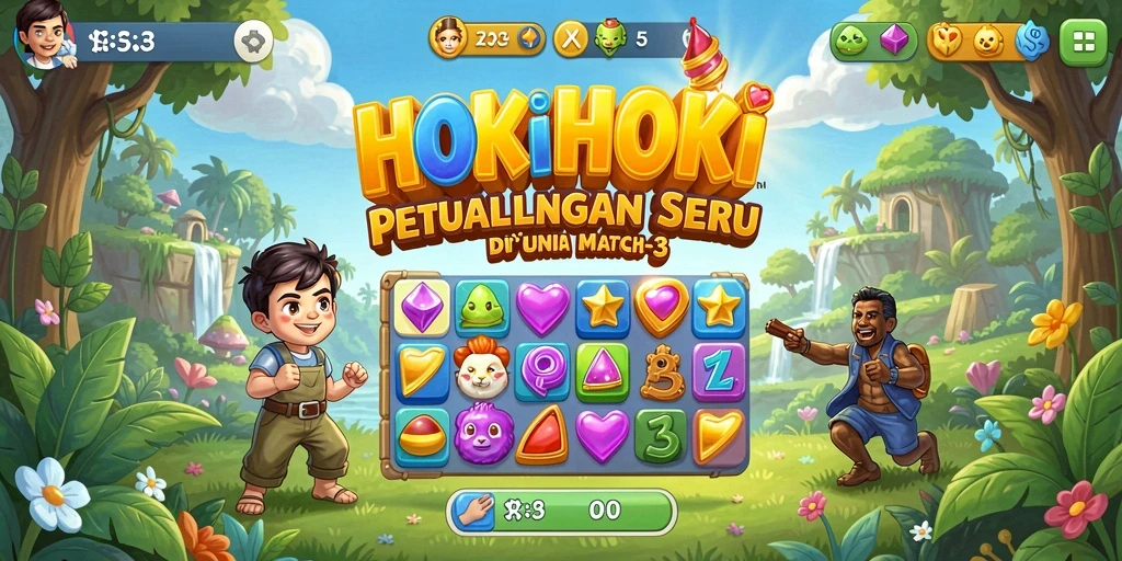 Tampilan gameplay HOKIHOKI dengan kombinasi Match-3 yang seru.