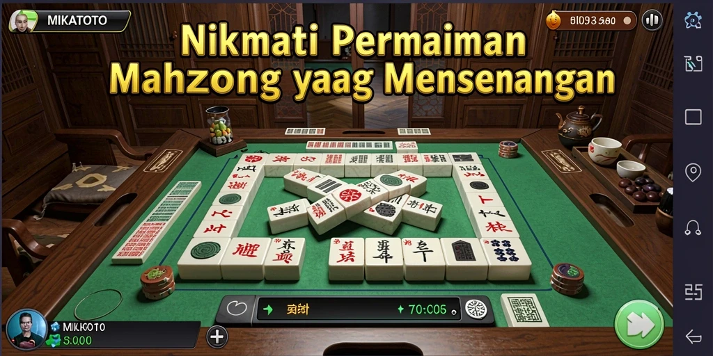 Tampilan gameplay MIKATOTO yang menampilkan aksi Mahjong yang seru.