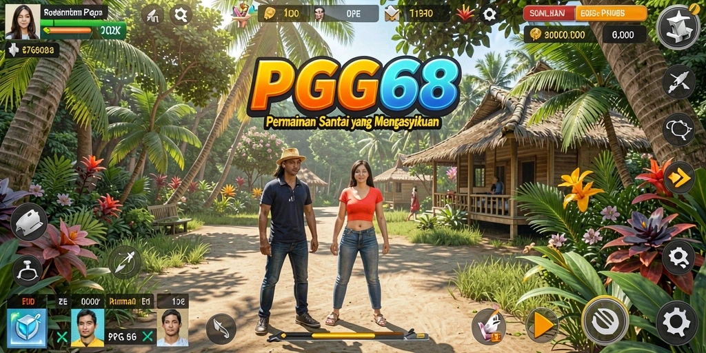 Tampilan PGG68 menunjukkan grafis warna-warni dan karakter yang menggemaskan.