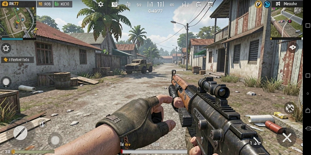 Screenshot gameplay RK77 menampilkan aksi seru dalam simulasi mendebarkan.